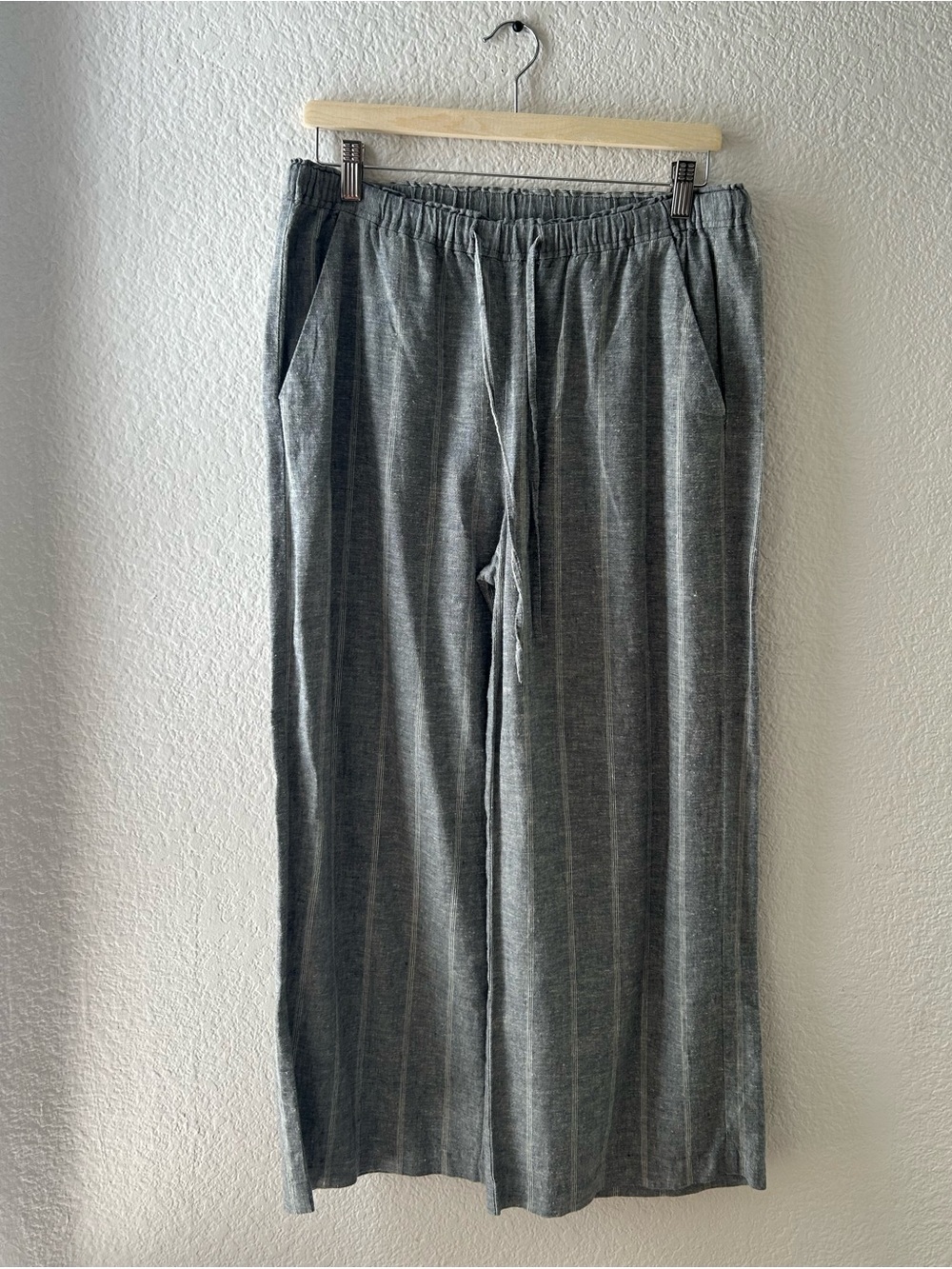Eileen fisher grey striped linen pants